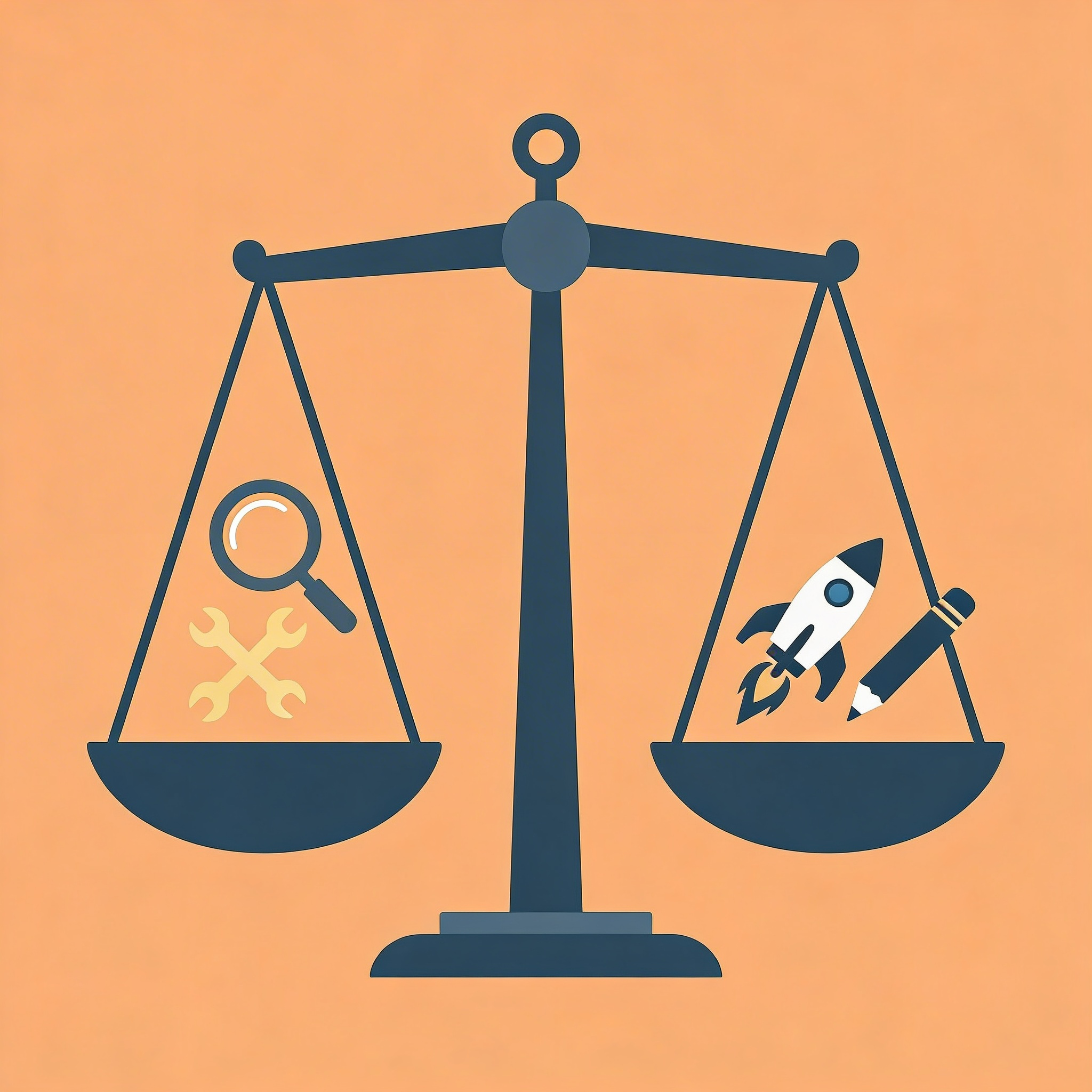 Balance scale comparing surface-level tool features on one side versus actual workflow integration on the other